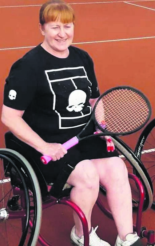 Therese plays wheelchair tennis once a week. 
