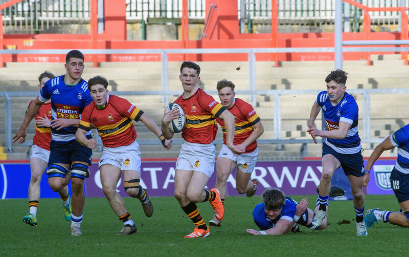 Conall Cournane, CBC Cork bursting through the Crescent College Comprehensive defence in the Pinergy Munster Schools Senior Cup semi-final at Thomond Park, Limerick. Picture Dan Linehan  Conall Cournane, CBC Cork bursting through the Crescent College Comprehensive defence in the Pinergy Munster Schools Senior Cup semi-final at Thomond Park, Limerick. Picture Dan Linehan
