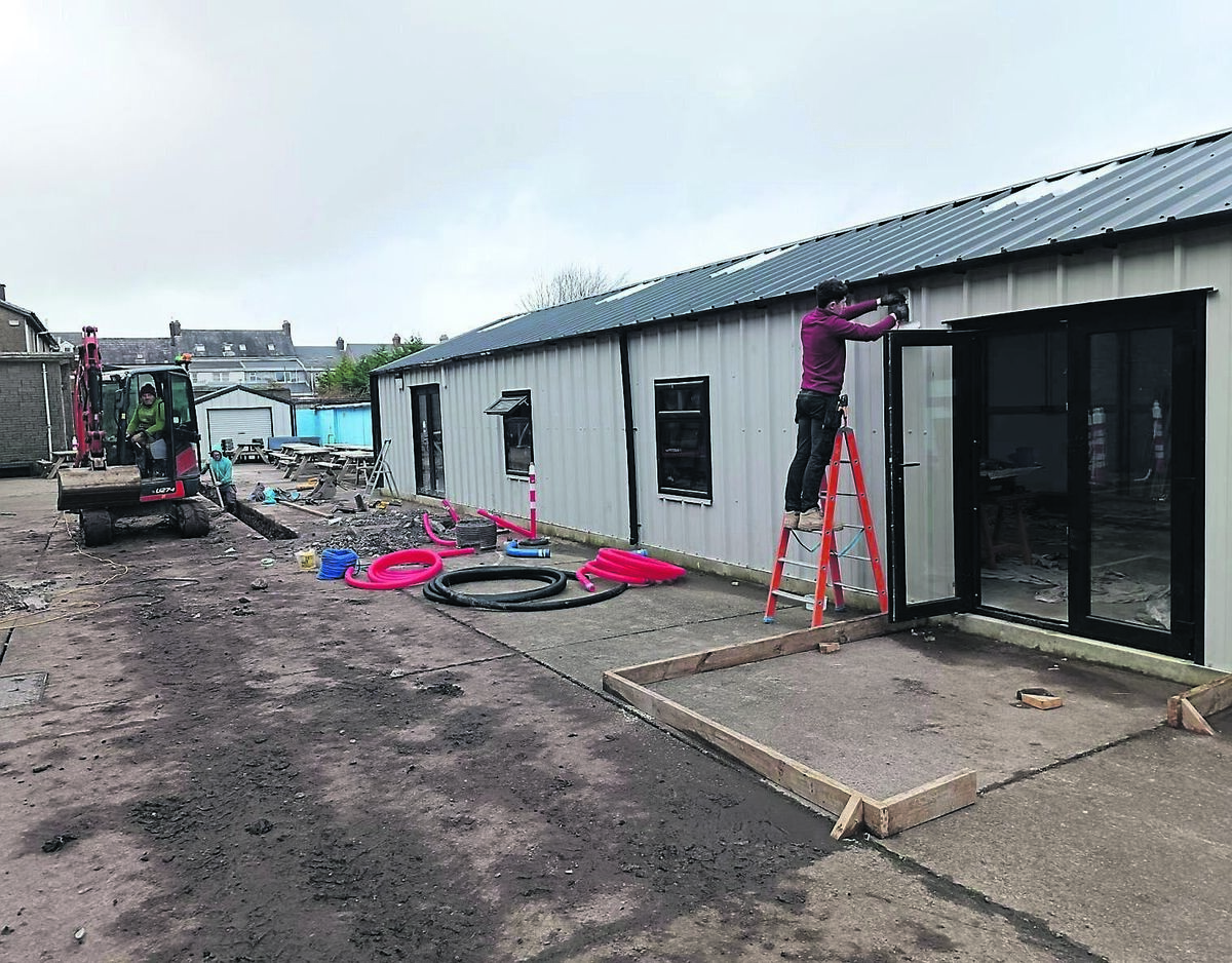 Work was underway at Coláiste Éamann Rís over the midterm break as the school continued its work constructing a new fitness gym.
