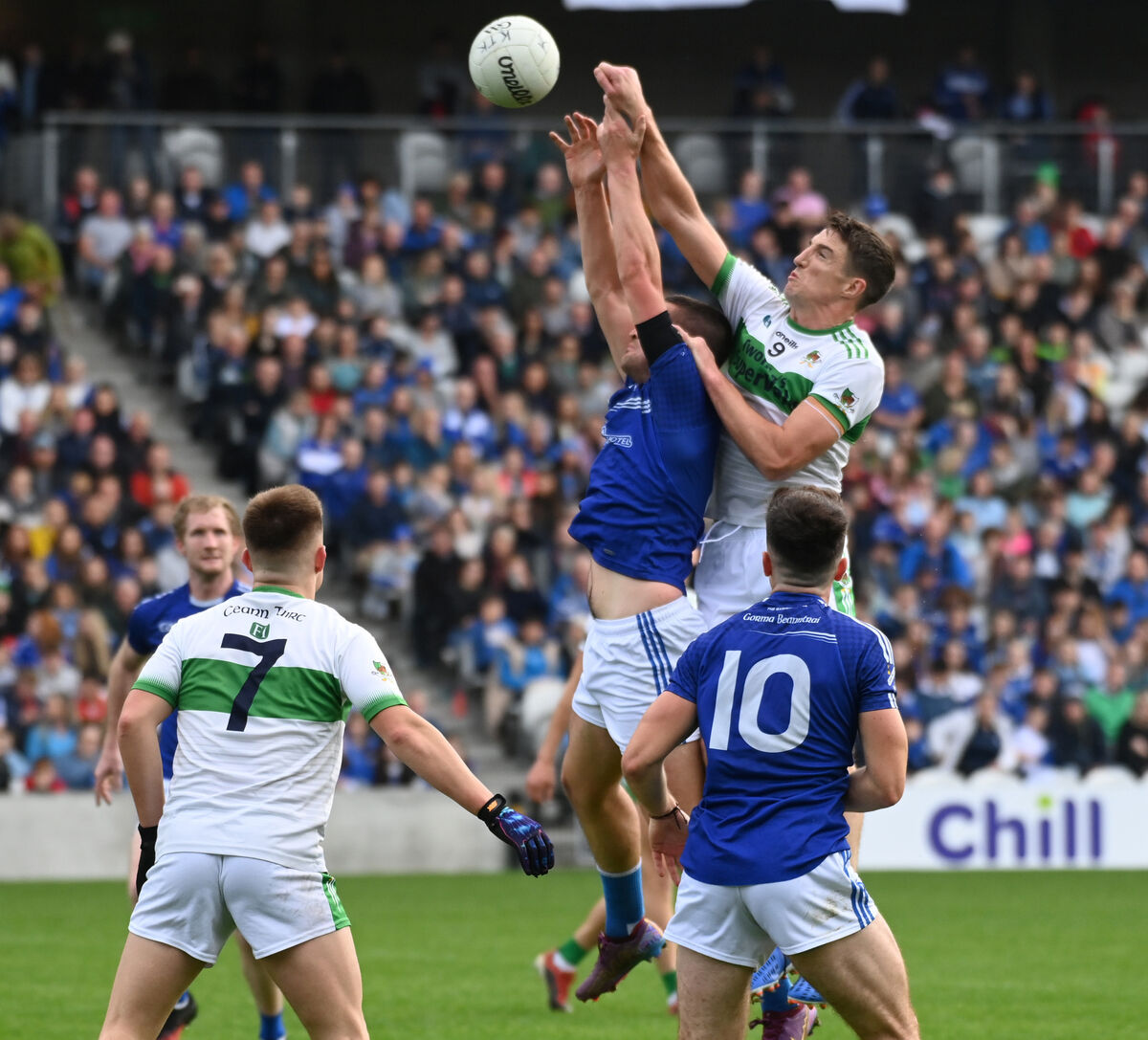Kanturk's Aidan Walsh punches clears from Bantry Blues' Seán O'Leary. Picture: Eddie O'Hare