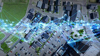 Modern town and communication network concept.