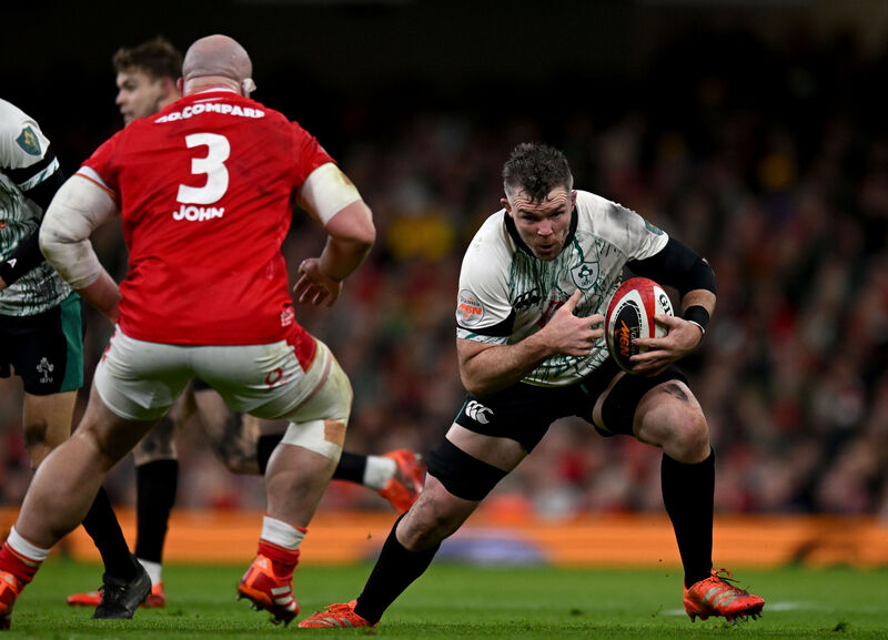 Ireland's Peter O'Mahony comes up against WillGriff John of Wales. Picture: INPHO/Dan Sheridan