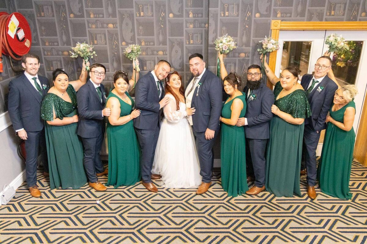Marissa and Dylan with their bridal party. Marissa and Dylan with their bridal party.