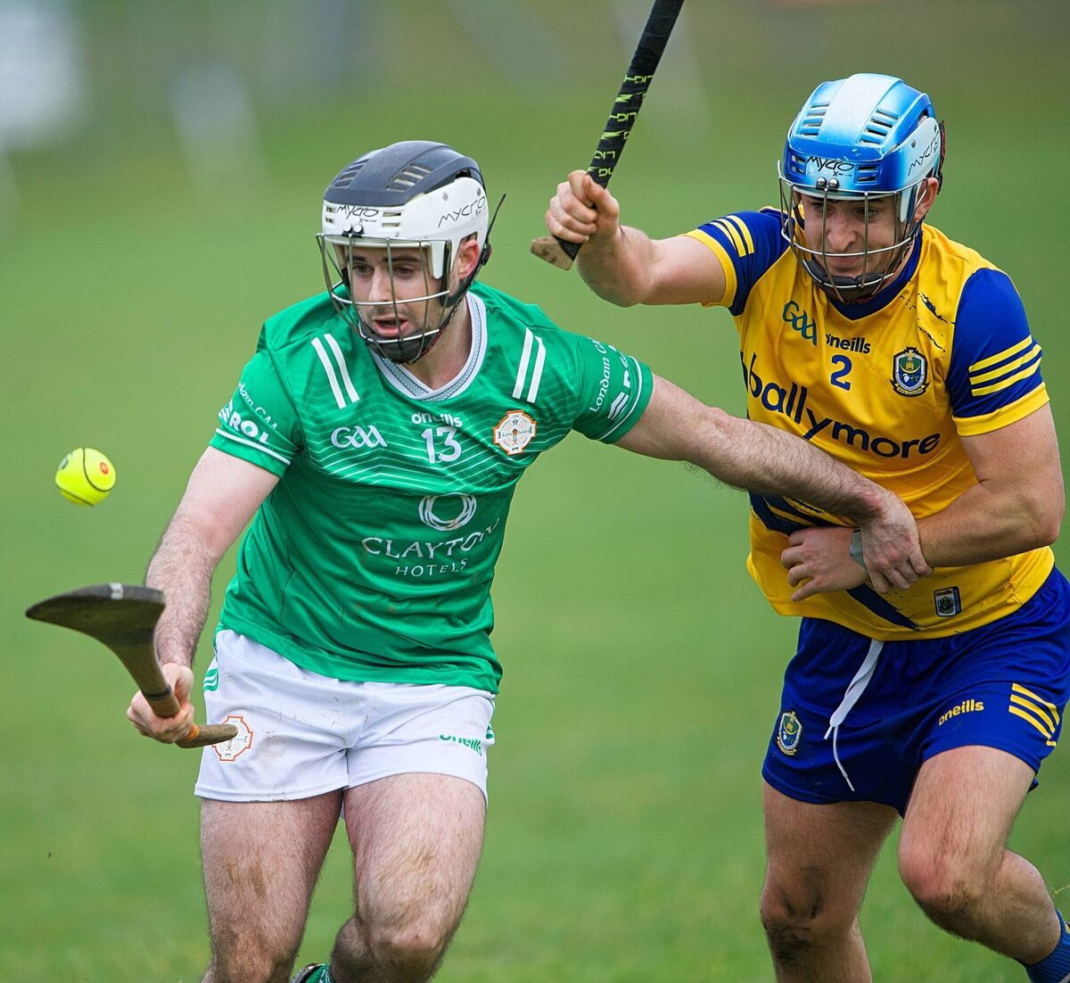 London forward, Jack Goulding, tries to control possession as Roscommon defender Mark Ward makes a challenge during last year's Division 2B Hurling League game in Athleague. Picture: Gerard O'Loughlin London forward, Jack Goulding, tries to control possession as Roscommon defender Mark Ward makes a challenge during last year's Division 2B Hurling League game in Athleague. Picture: Gerard O'Loughlin