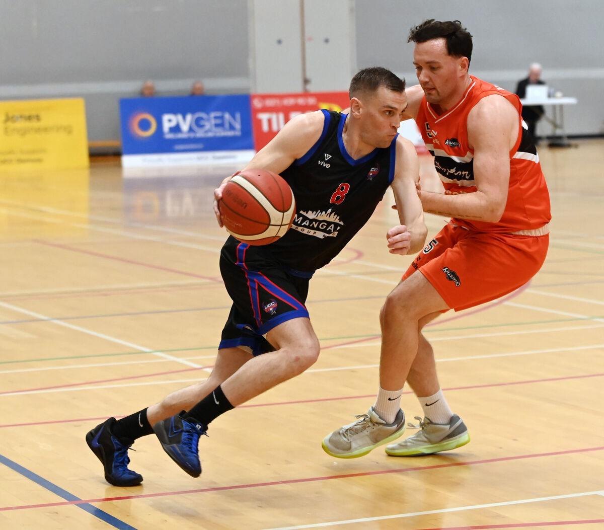 UCC Demons' Kyle Hosford goes past Killester's Andrew McGeever during the Men's Super League at The Mardyke Arena. Picture: Eddie O'Hare