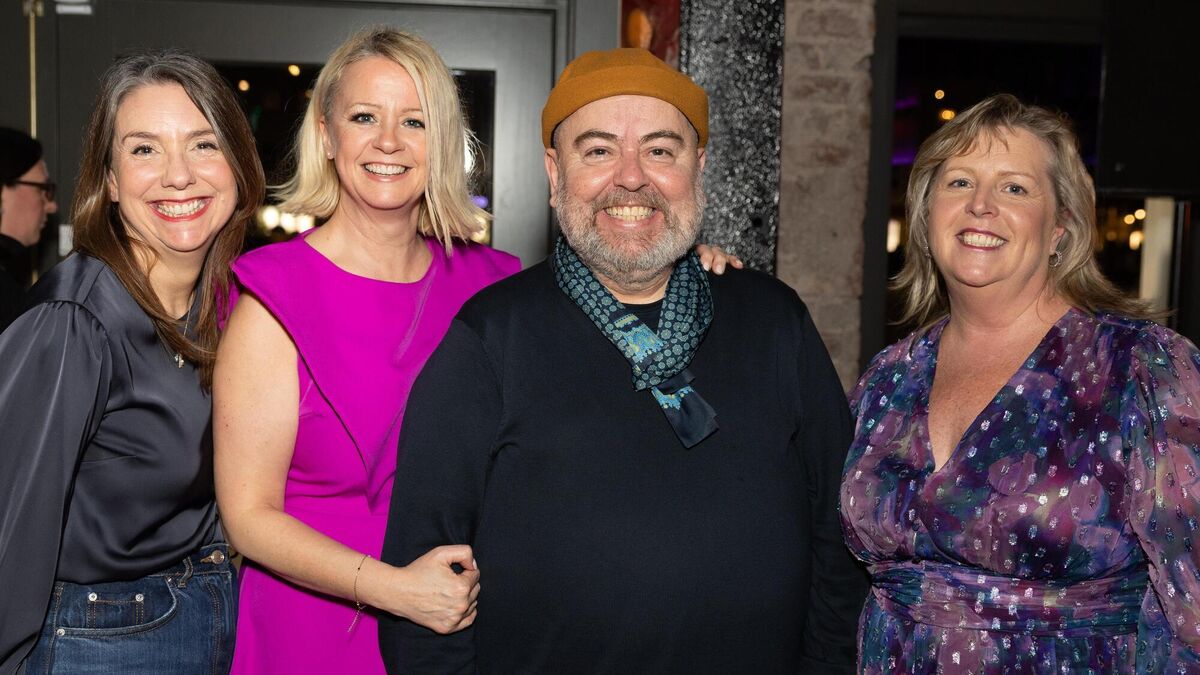 Maev O’Shea of the Everyman Theatre; singer Linda Kenny; Ciaran Bermingham, Real Learning; and Karina Healy, the Lantern Project, Nano Nagle Place at the launch of the Everyman Theatre’s new calendar. For more information see everyman.com.	Pic: Darragh Kane
                    