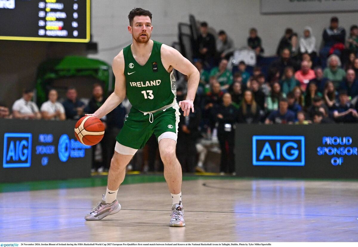 Jordan Blount in action for Ireland during the FIBA Basketball World Cup 2027 European Pre-Qualifiers. Picture: Tyler Miller/Sportsfile
