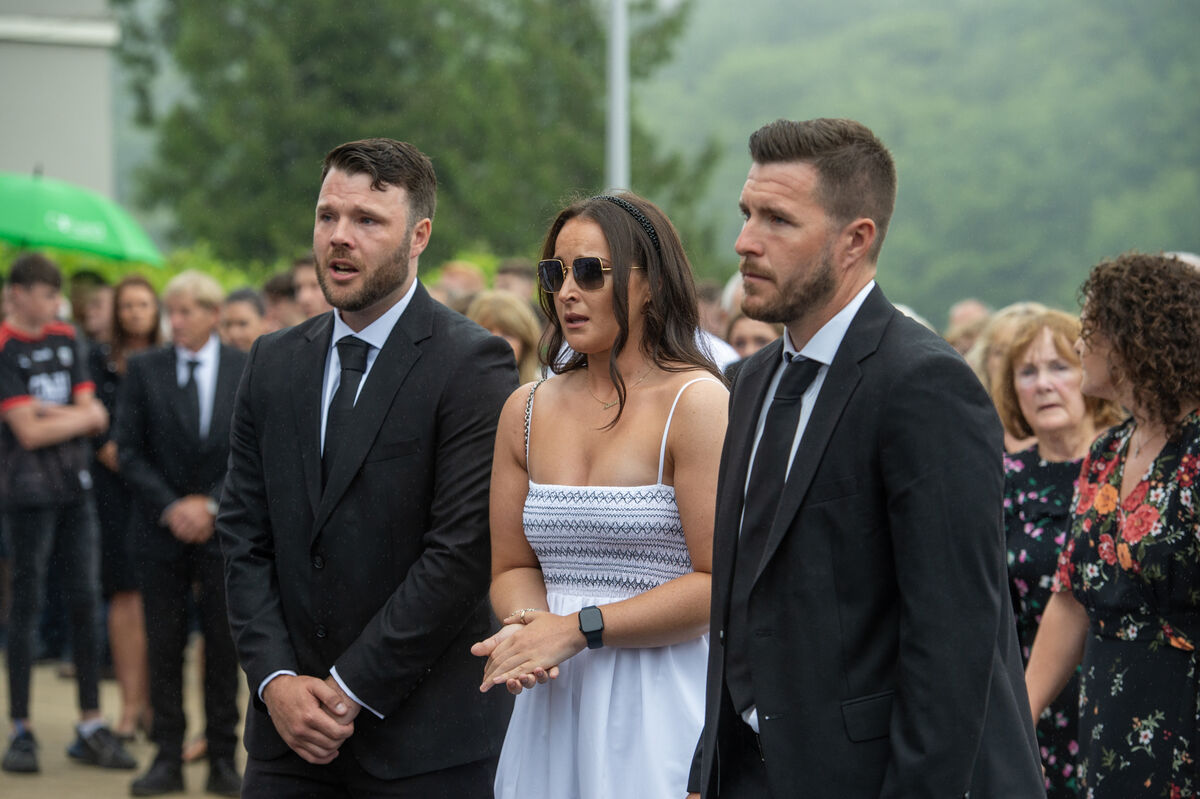  Niall, Sinead and Cian McCarthy at the funeral mass for their father Teddy McCarthy at St. Joseph’s Church, Springhill, Glanmire, Cork. Picture Dan Linehan