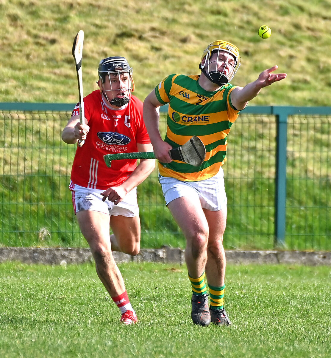 Blackrock's Joe Golden gets his pass away from Charleville's Dave Riordan during the RedFM HL division 1 game at Charleville. Picture: Eddie O'Hare