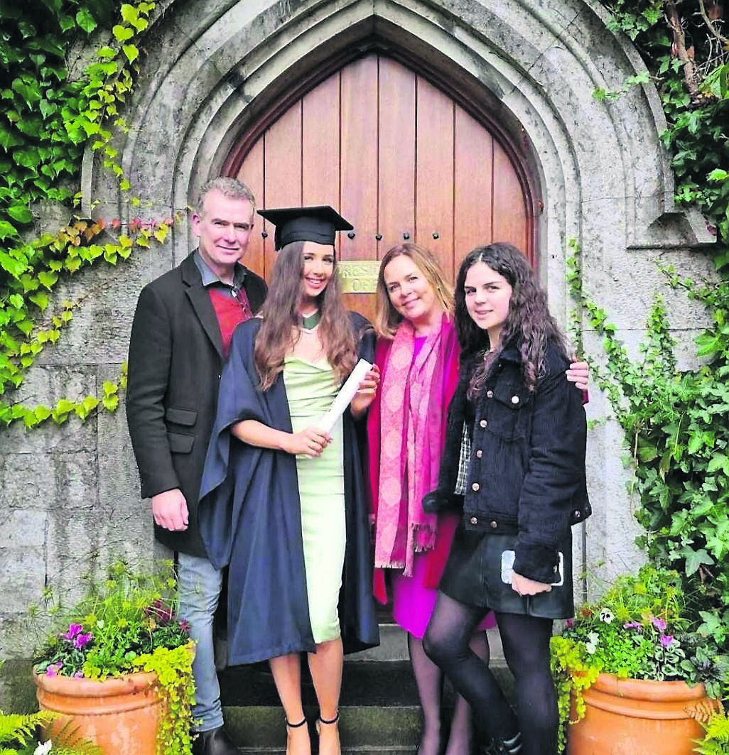 TOP: Fergus, Carla, Susan and Alex at Carla’s graduation earlier this year. ABOVE: Fergus and Susan in TOP: Fergus, Carla, Susan and Alex at Carla’s graduation earlier this year. ABOVE: Fergus and Susan in