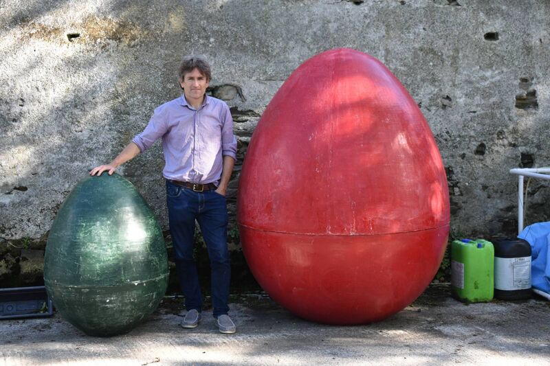 Kieran Coffey of MyGuG- an egg-shaped  anaerobic digester that turns food waste into a green renewable energy source, suitable for homes, schools and small food businesses.