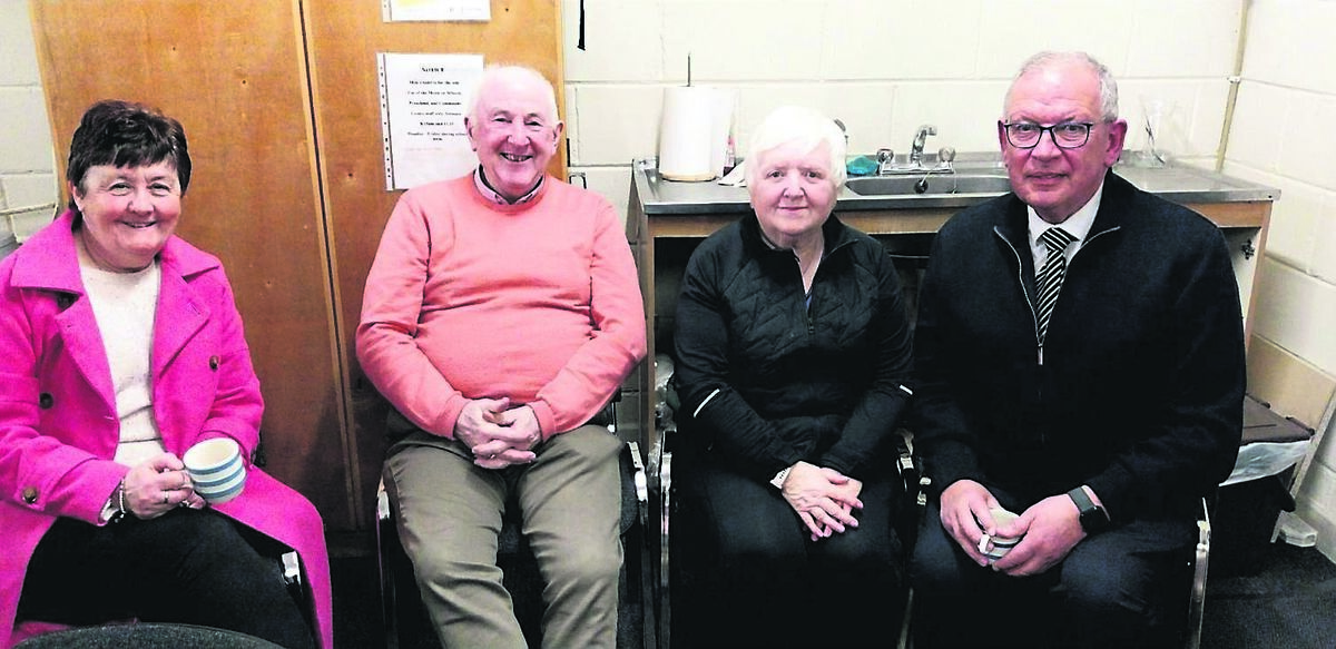 Janet Kelly, Simon Kennefick, Lil Downey, and John Keohane at the retirement party for Ballinlough Community Association caretaker Denis Goulding. Janet Kelly, Simon Kennefick, Lil Downey, and John Keohane at the retirement party for Ballinlough Community Association caretaker Denis Goulding.