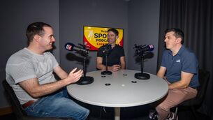 <p>Barry O’Mahony, Éamonn Murphy and Denis Hurley in The Echo Podcast studio. Picture: Chani Anderson</p>