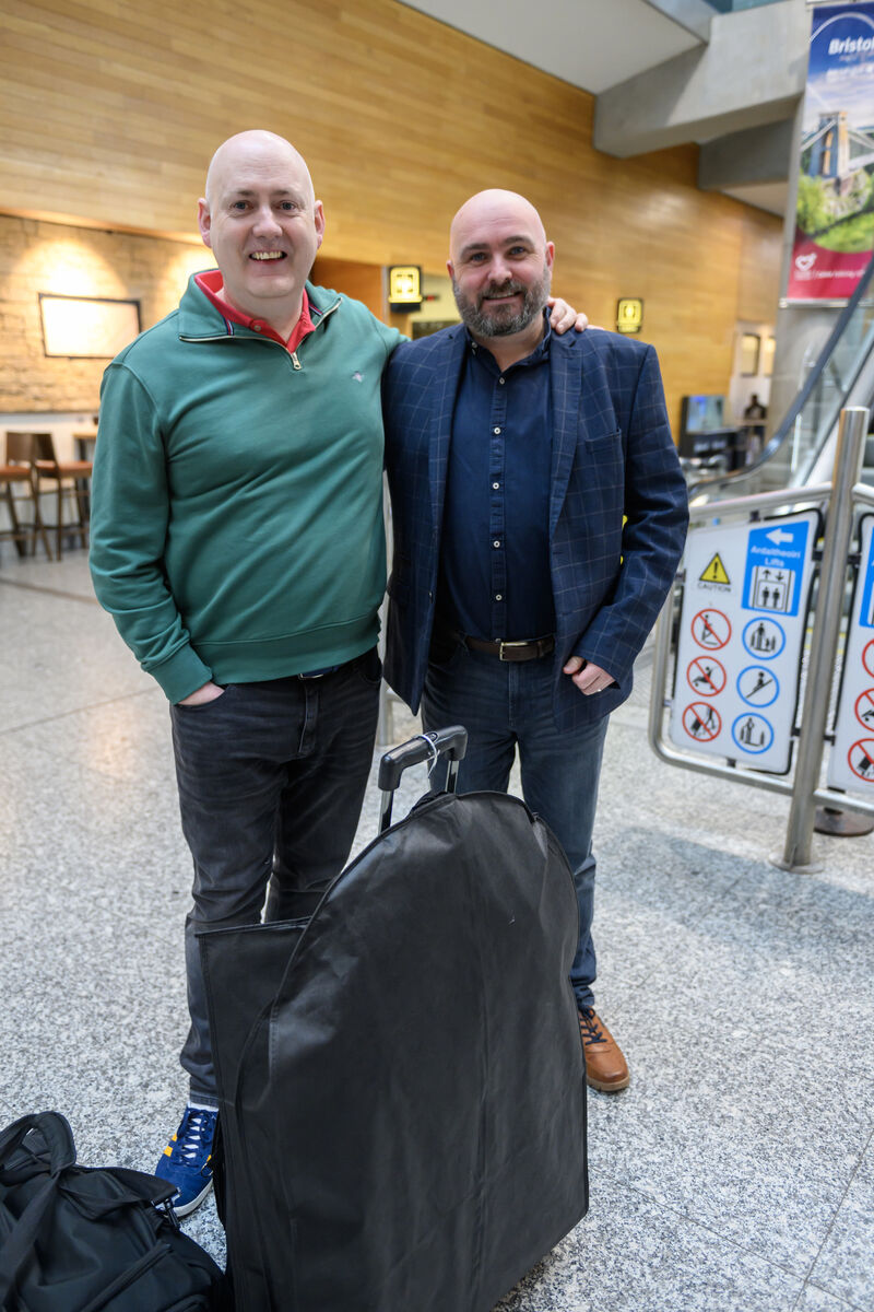  Richie Rochy, Carrignavar, and Tadhg Keary, Limerick at Cork Airport before departure to the Cheltenham racing festival. Picture Dan Linehan