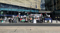 Pro-Palestine protest outside the Central Bank in Dublin