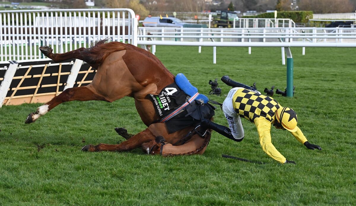 State Man & Paul Townend part company at the last with the Grade 1 Unibet Champion Hurdle at their mercy, both were OK after their fall State Man & Paul Townend part company at the last with the Grade 1 Unibet Champion Hurdle at their mercy, both were OK after their fall