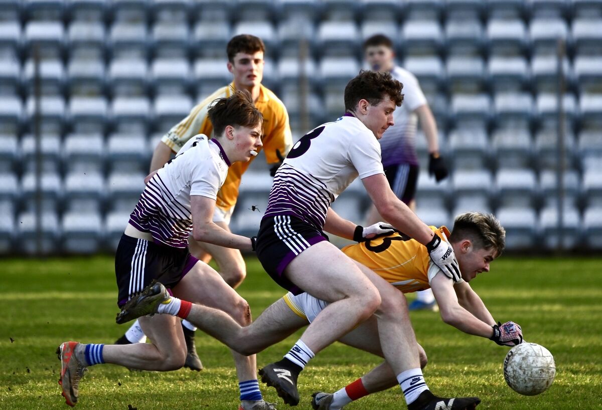 Humphrey Canty wins a free for Hamilton High School Bandon against Skibbereen Community School in the Simcox Cup final. Picture: Larry Cummins