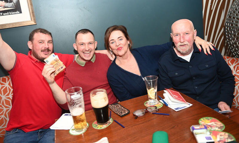  Shane Foley, Michael and Brenny Kidney and Tony Kidney enjoying the Cheltenham Racing Festival 2025 at Quinlan's Bar, Blackpool, Cork. Picture: Larry Cummins