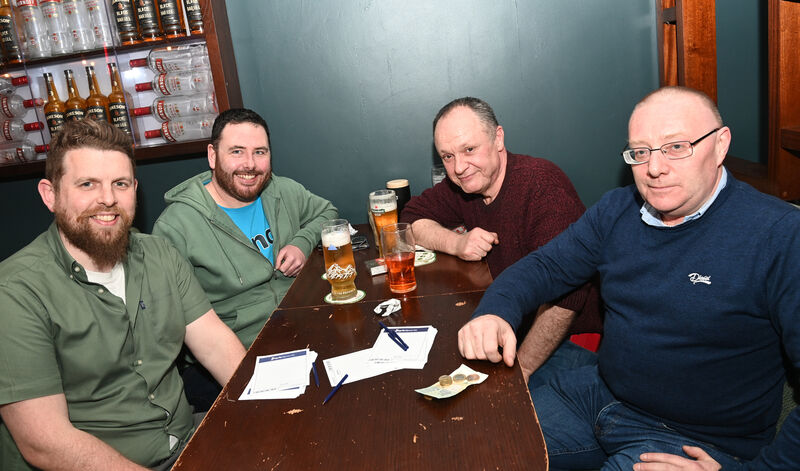  Keith O'Neill, Graham O'Brien, Declan Lombard and PJ Duggan enjoying the Cheltenham Racing Festival 2025 at Quinlan's Bar, Blackpool, Cork. Picture: Larry Cummins