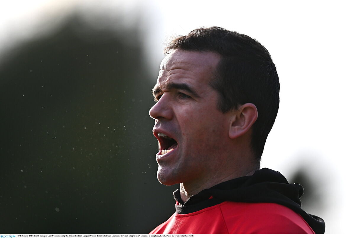 Louth manager Ger Brennan during the Allianz Football League Division 2 match between Louth and Down at Integral GAA Grounds in Drogheda, Louth. Picture: Tyler Miller/Sportsfile Louth manager Ger Brennan during the Allianz Football League Division 2 match between Louth and Down at Integral GAA Grounds in Drogheda, Louth. Picture: Tyler Miller/Sportsfile