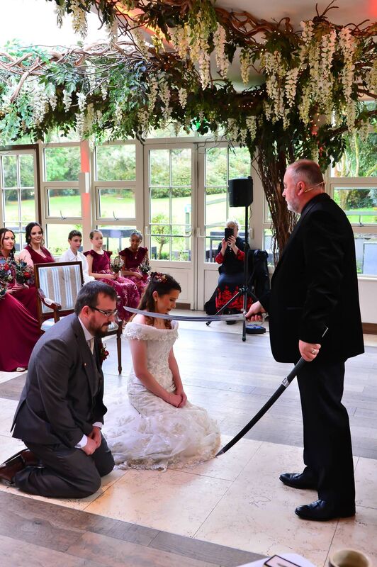 The bride represented House of Stark while the groom represented House of Targaryen. The bride represented House of Stark while the groom represented House of Targaryen.