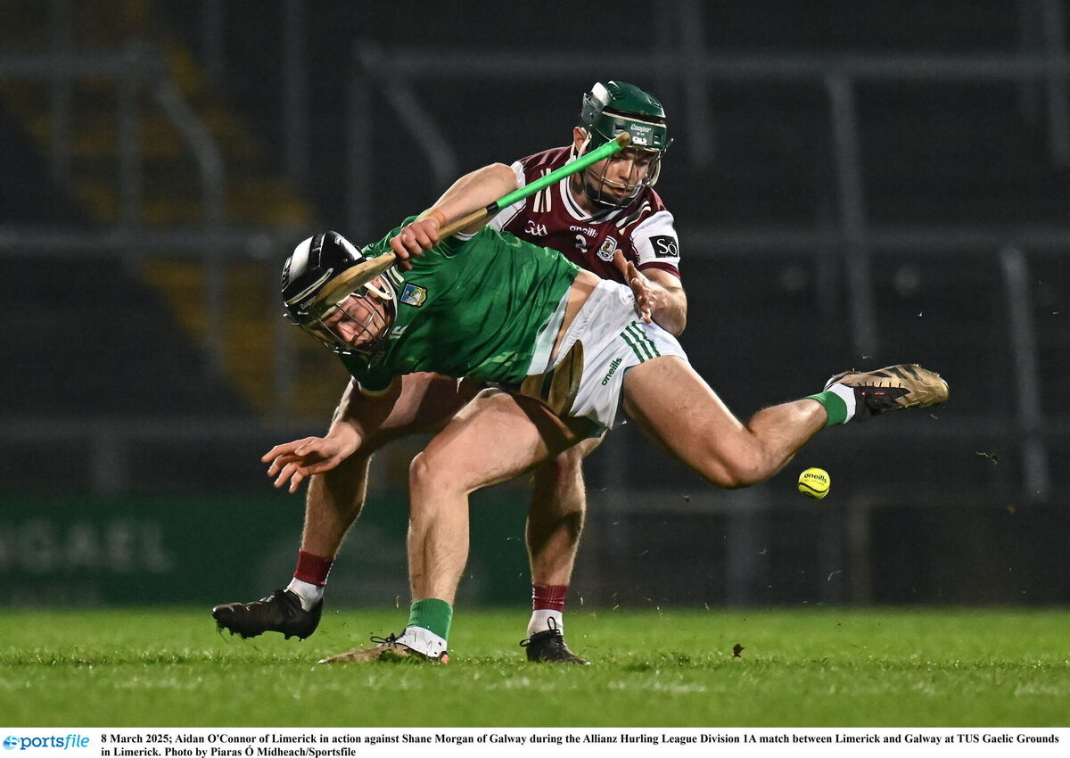 Aidan O'Connor of Limerick gets ahead of Shane Morgan of Galway. Picture: Piaras Ó Mídheach/Sportsfile