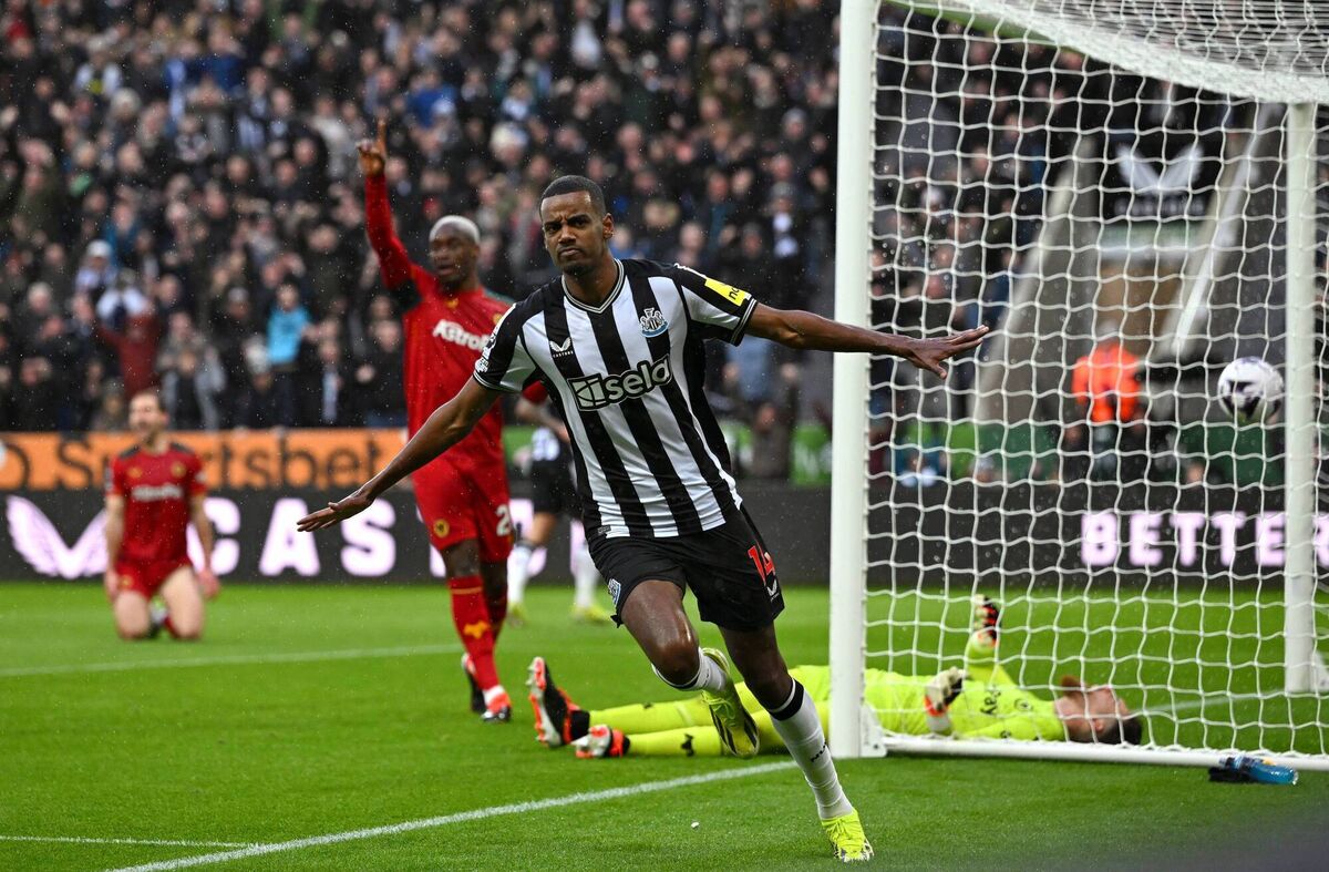 Newcastle's Swedish striker Alexander Isak scores at St James Park. Pic: Stu Forster/Getty Images Newcastle's Swedish striker Alexander Isak scores at St James Park. Pic: Stu Forster/Getty Images