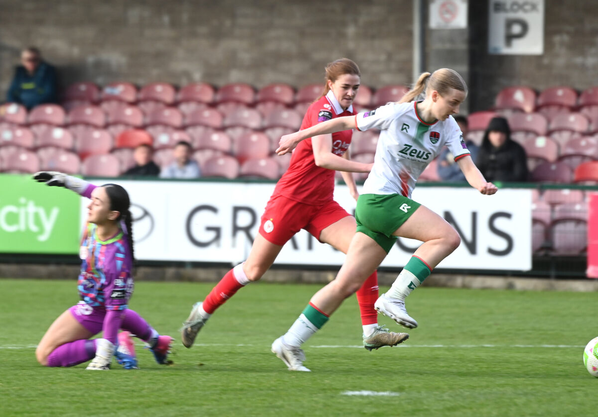 With the 'keeper beaten Christina Dring made it look easy as she taps in her second goal in quick succession for Cork City in the SSE Airtricity Women's Premier Division 2025; Cork City vs Sligo Rovers at Turner's Cross, Cork. Pic Larry Cummins With the 'keeper beaten Christina Dring made it look easy as she taps in her second goal in quick succession for Cork City in the SSE Airtricity Women's Premier Division 2025; Cork City vs Sligo Rovers at Turner's Cross, Cork. Pic Larry Cummins