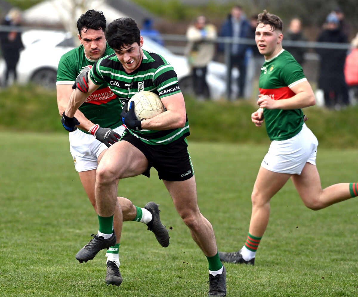 Douglas' Shane Aherne breaks from Clonakilty's Tom Clancy. Picture: Eddie O'Hare Douglas' Shane Aherne breaks from Clonakilty's Tom Clancy. Picture: Eddie O'Hare