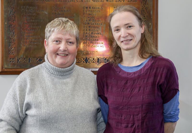 Lawyer Clare Lawson with her former history teacher Sandra McKeown. Picture: David Creedon
