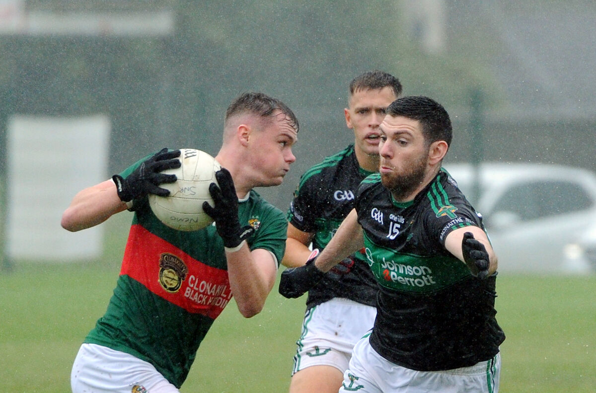 Clonakilty's Conor Daly being challenged by Nemo Rangers' Luke Connolly in 2023. Picture: Denis Minihane