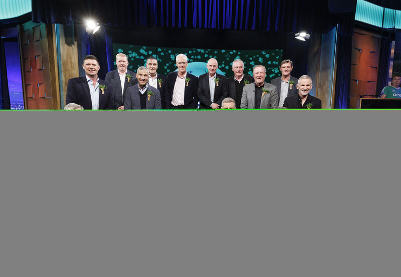 Patrick Kielty with the Italia 90's legends on 'The Late Late Show' St Patrick’s Day Show. Picture Andres Poveda Patrick Kielty with the Italia 90's legends on 'The Late Late Show' St Patrick’s Day Show. Picture Andres Poveda