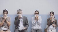 People with cold and flu at the hospital