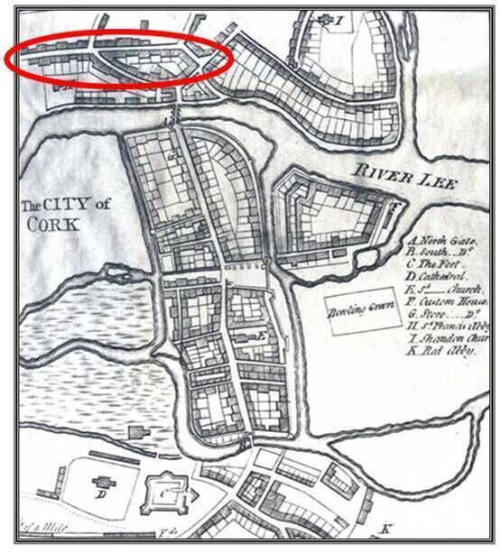 Blarney Lane begins to fill in – a map of Cork from 1690. 