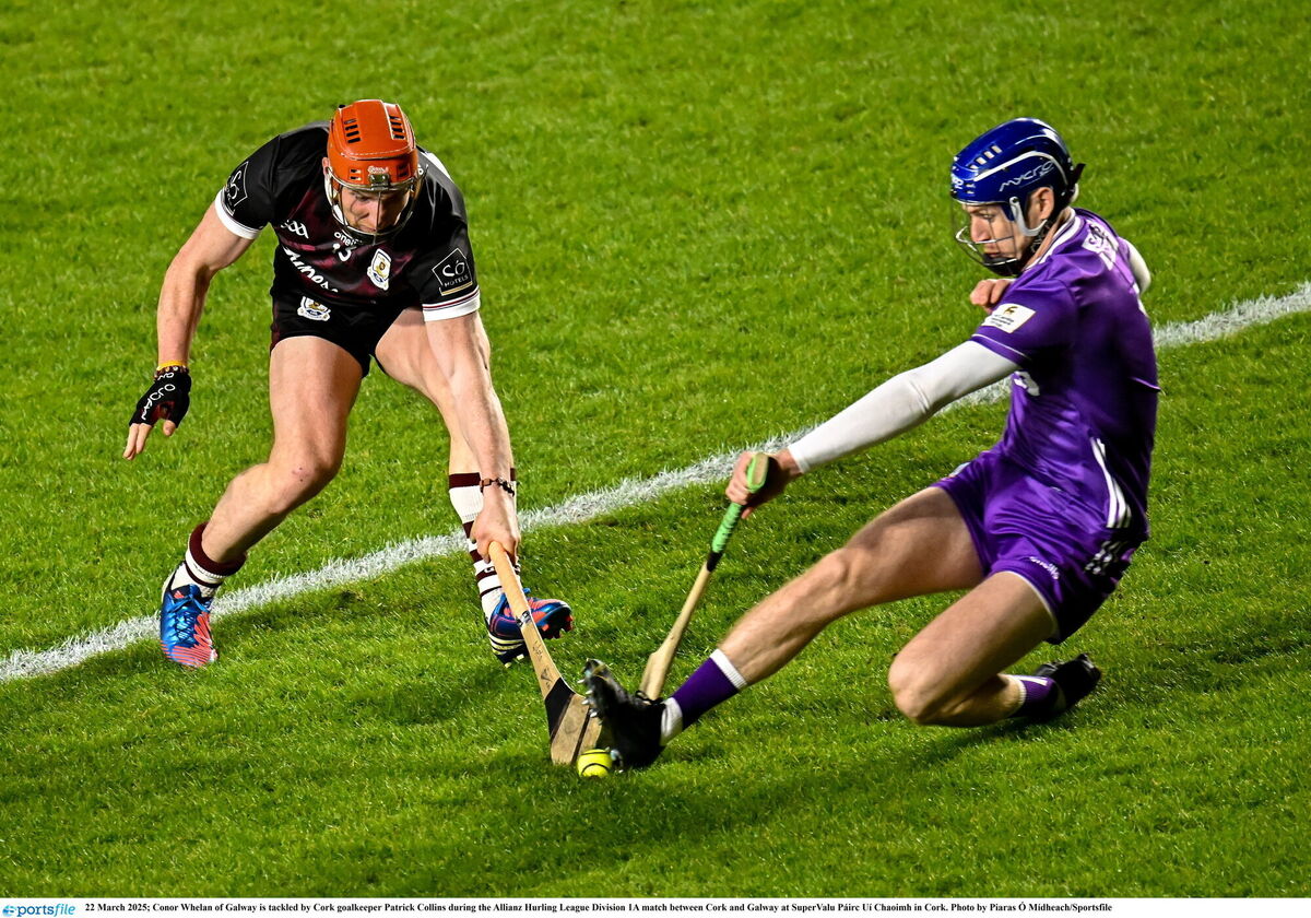 Cork goalkeeper Patrick Collins denies Galway's Conor Whelan. Picture: Piaras Ó Mídheach/Sportsfile Cork goalkeeper Patrick Collins denies Galway's Conor Whelan. Picture: Piaras Ó Mídheach/Sportsfile