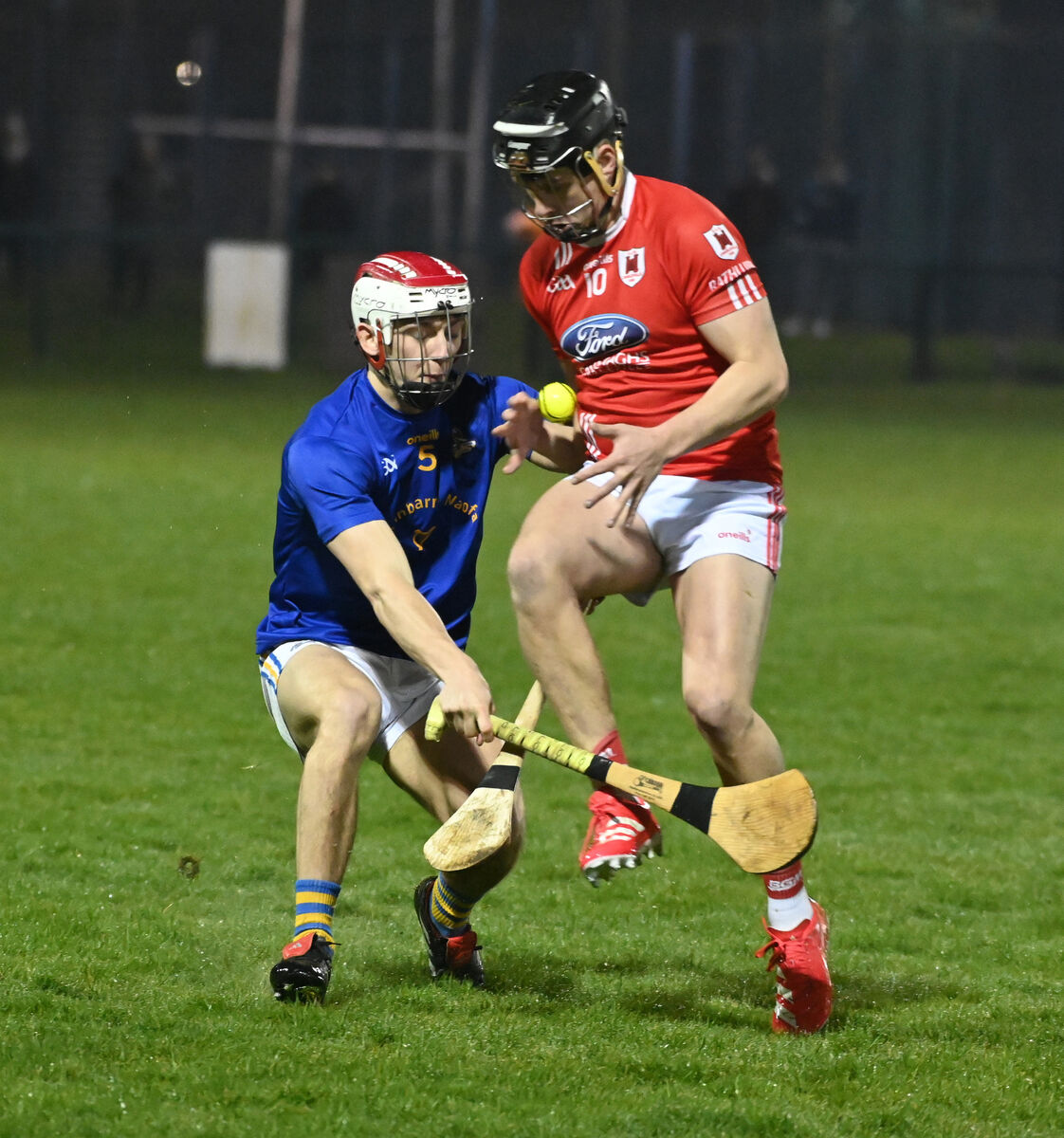 Charleville's David Riordan and St. Finbarrs' Aidan Barry tussle for the sliotar during the Red FM HL Division 1 game at Togher. Picture: Eddie O'Hare