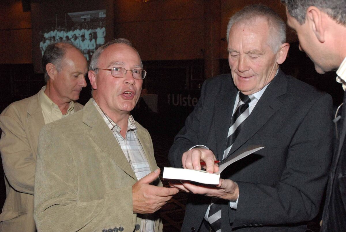 Tommy Lyons has his copy of 'Rebels with a Cause' signed by author Bob Honohan at the official launch at Rochestown Park Hotel in 2007. Picture: Mike English Tommy Lyons has his copy of 'Rebels with a Cause' signed by author Bob Honohan at the official launch at Rochestown Park Hotel in 2007. Picture: Mike English