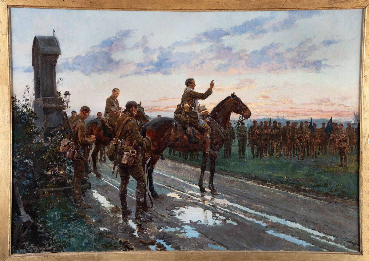 The Last General Absolution of the Munsters at Rue du Bois by Italian artist, Fortunino Matania. 