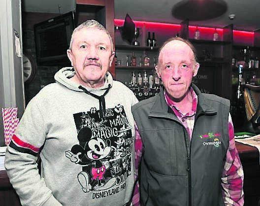 Mike Nagle, Kinsale, and Dave Cotter, Blackpool, at Quinlan’s Bar, Blackpool. 	Picture: Larry Cummins
                    