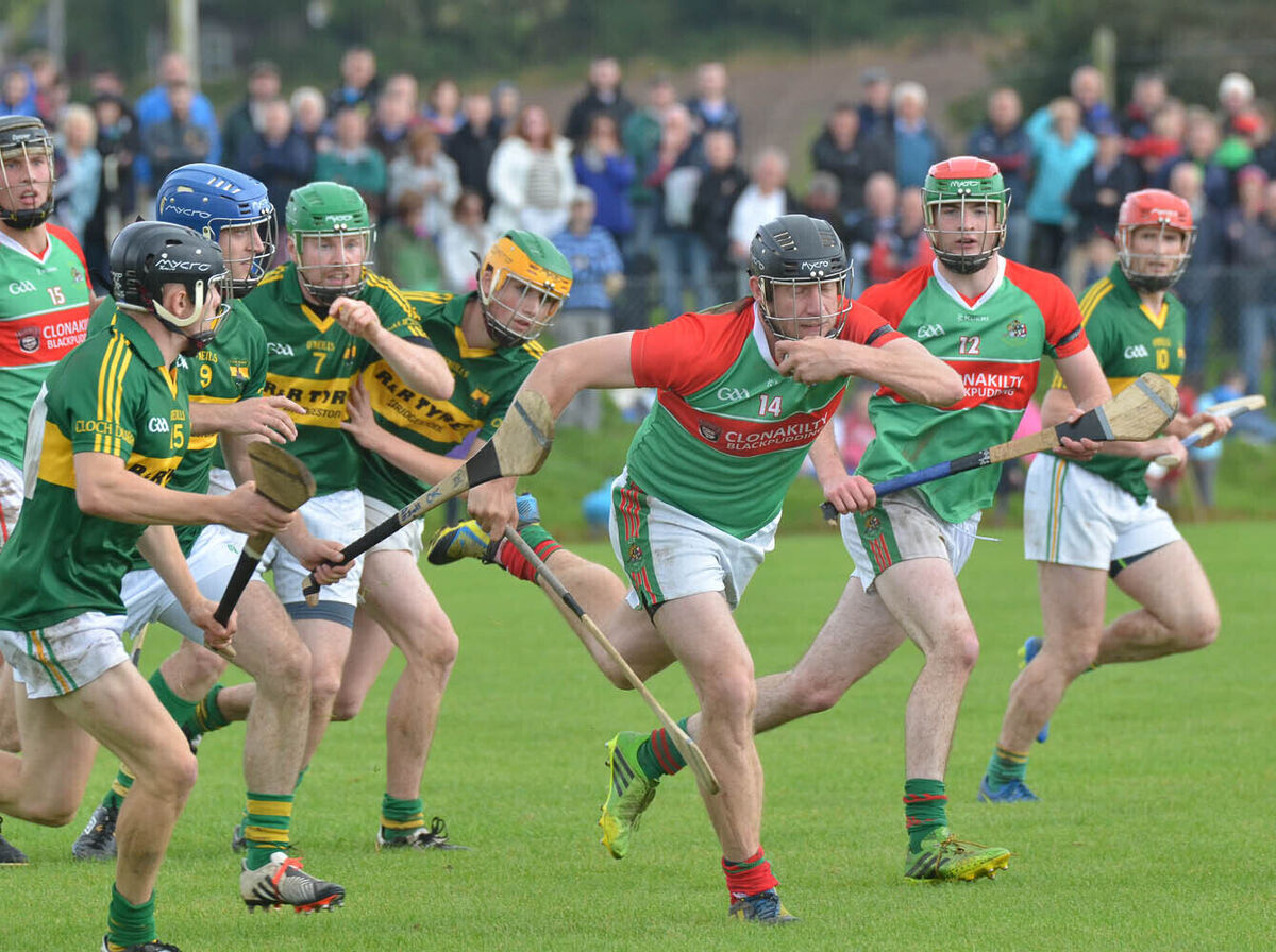 Clonakilty's Timmy Anglin gathers the ball in midfield chased by four Cloughduv players in 2015. Picture: Howard Crowdy Clonakilty's Timmy Anglin gathers the ball in midfield chased by four Cloughduv players in 2015. Picture: Howard Crowdy