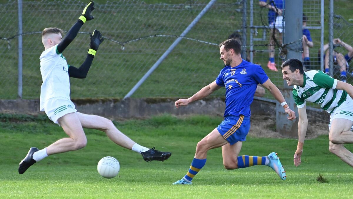 St Finbarr's Enda Dennehy slots the ball past Valley Rovers' goalkeeper Eoin O'Sullivan during the McCarthy Insurance Group Premier SFC at Coachford last year. Picture: Eddie O'Hare