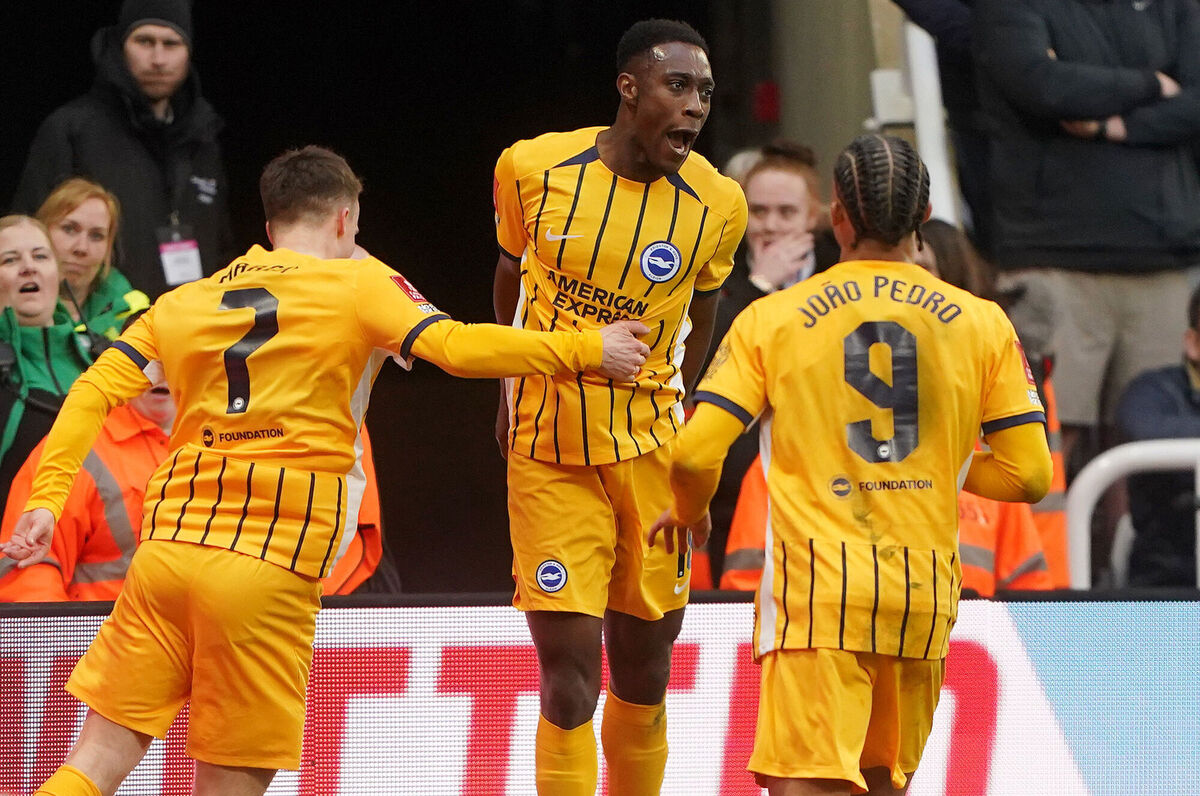 Brighton and Hove Albion's Danny Welbeck (centre) celebrates with team-mates after scoring their side's second goal against Newcastle in the Emirates FA Cup fifth round match at St James' Park, Newcastle upon Tyne. Picture: Owen Humphreys/PA Wire Brighton and Hove Albion's Danny Welbeck (centre) celebrates with team-mates after scoring their side's second goal against Newcastle in the Emirates FA Cup fifth round match at St James' Park, Newcastle upon Tyne. Picture: Owen Humphreys/PA Wire