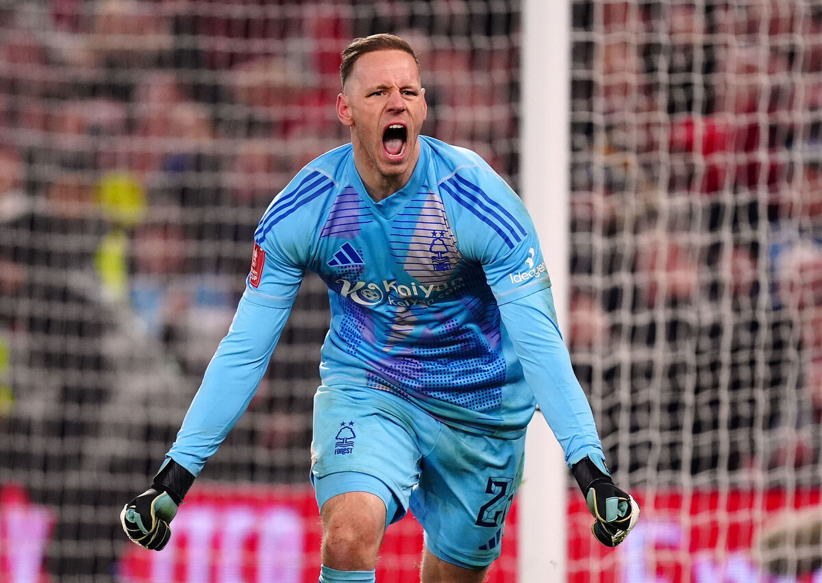 Nottingham Forest goalkeeper Matz Sels celebrates winning the penalty shoot out during the Emirates FA Cup fifth round match at the City Ground, Nottingham against Ipswich. Picture : Mike Egerton/PA Wire. Nottingham Forest goalkeeper Matz Sels celebrates winning the penalty shoot out during the Emirates FA Cup fifth round match at the City Ground, Nottingham against Ipswich. Picture : Mike Egerton/PA Wire.