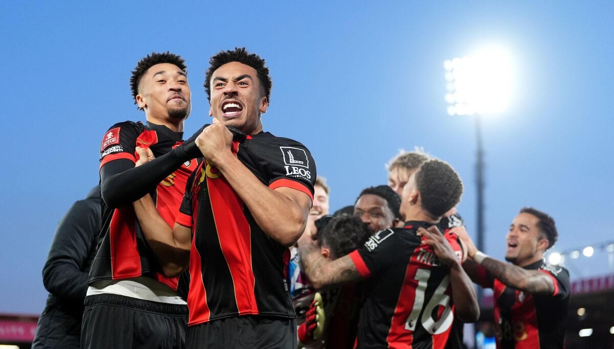 Bournemouth's James Hill (centre) and team-mates celebrate winning on penalties against Wolves after the Emirates FA Cup fifth round match at the Vitality Stadium, Bournemouth. Picture: Adam Davy/PA Wire. Bournemouth's James Hill (centre) and team-mates celebrate winning on penalties against Wolves after the Emirates FA Cup fifth round match at the Vitality Stadium, Bournemouth. Picture: Adam Davy/PA Wire.