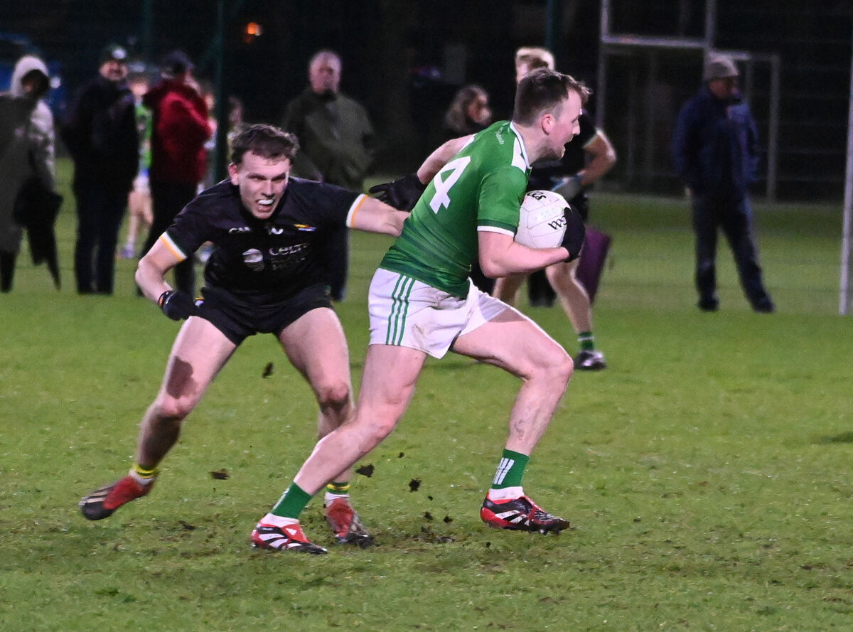 Ballincollig's Cian Dorgan goes past Carbery Rangers' Peadar O'Rourke. Picture: Eddie O'Hare Ballincollig's Cian Dorgan goes past Carbery Rangers' Peadar O'Rourke. Picture: Eddie O'Hare