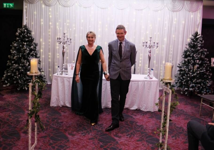 Anne and Gordon were married just days before Christmas and the hotel where they tied the knot was beautifully decorated with seasonal elements and Christmas trees. Anne and Gordon were married just days before Christmas and the hotel where they tied the knot was beautifully decorated with seasonal elements and Christmas trees.