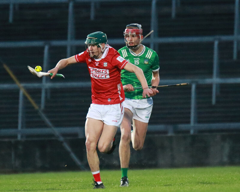 Cork's Colm Garde tries to get away from Limerick's Killian Begley. Picture: Brendan Gleeson