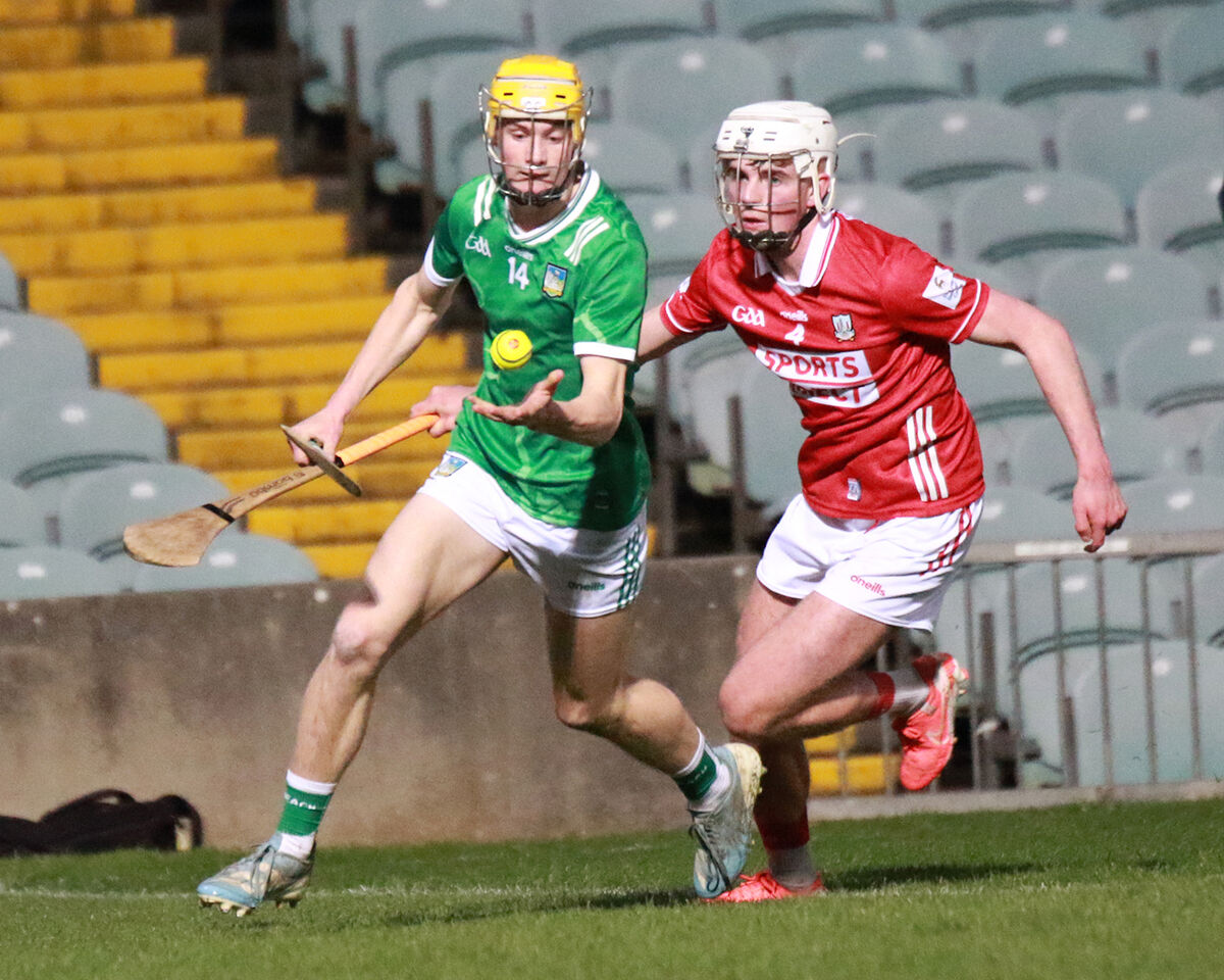 Cork's Cian Lawton shadows Cathal Dennehy of Limerick. Picture: Brendan Gleeson