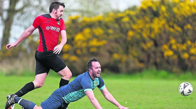 Pearse Celtic's Paul Mullins is challenged by Leeside's Rory Bickerstaffe. Picture: Jim Coughlan
Pearse Celtic's Paul Mullins is challenged by Leeside's Rory Bickerstaffe. Picture: Jim Coughlan
