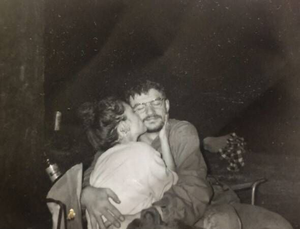 Rachel Kiely and Ryan O'Riordan pictured camping in Cobh on the night they became boyfriend and girlfriend in 2019.